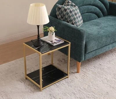 Kings Brand Furniture - Side End Table for Bedroom, Living Room (Black/Gold) - Image 1 of 3