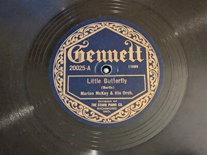 Marion McKay Orch Gennett 20025 Personal Little Butterfly Hootenanny Jazz 78 V++ - Foto 1 di 4