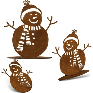 Schneemann Figur Winterdeko Gartendeko Dekofigur in Rost aus Dekoration Metall  - Bild 1 von 6