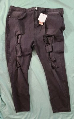 NWT Boohoo Women's Plus Wash Black Slash Rip Jegging US size 22.         BOX 30 - Image 1 of 4