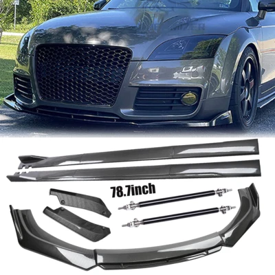 Carbon Fiber Side Skirt Rear & Front Bumper Lip Splitter For Audi TT RS Extensi - Image 1 of 4