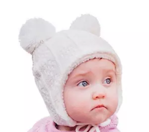JAN & JUL Beanie Hat Baby Toddler Winter Earflap Cream 6-24 Mos. NWT - Picture 1 of 5