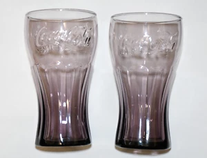 Vintage Libbey Coca Cola Coke 6" 12oz 2pc Glas Amethyst Lila Tasse geprägt - Bild 1 von 4
