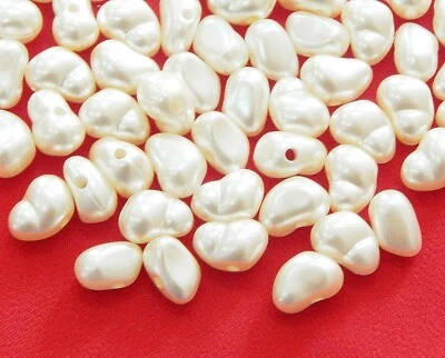 200stk Wachsperlen 6mm Zuchtperle Creme Nugget Acryl Schmuck Hochzeit Deko R222 - Bild 1 von 3