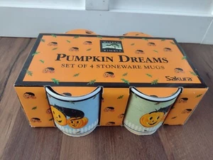 Warren Kimble Sakura Halloween Pumpkin Dreams Stoneware Mug Set of 4 New  - Picture 1 of 6