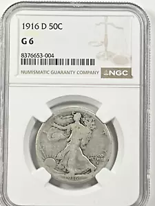 1916-D Walking Half Dollar : NGC G6 - Picture 1 of 4