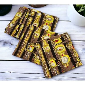 Quilt Squares 5 x 5 Vtg Fabric Charm Pack Lot of 10 Funky Clock Faces 1970s - Picture 1 of 7