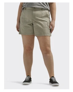W40" Lee Women's Mid Rise Ultra Soft Waistband 5" Cargo Short Light Brown #4281 - Picture 1 of 5