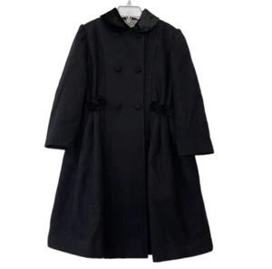Rothschild Princess Black Wool Dress Coat Size 6 - Picture 1 of 12