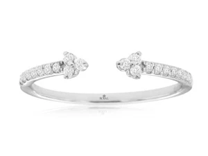 14K White Gold Diamond Cuff Ring 0.14CTW - Picture 1 of 1