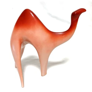 VINTAGE 50'S CMIELOW POLAND LUBOMIR TOMASZEWSKI REDDISH ORANGE CAMEL FIGURE - Bild 1 von 7