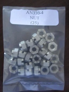 AN330-4 Castellated Nut 1/4-28 Steel Castle Nut - Lot of 25 - Picture 1 of 6