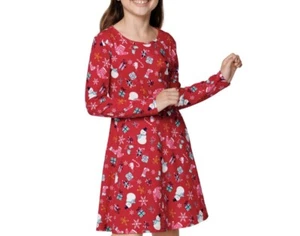 Children’s Place Red Christmas Dress With Snowmen Size 14 - Picture 1 of 6