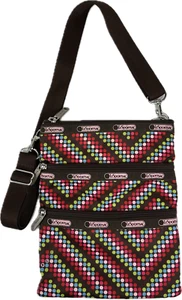 Bolso Bandolera Informal LeSportsac Marrón Rosa Lunares Cremallera Superior Correa Ajustable - Imagen 1 de 8