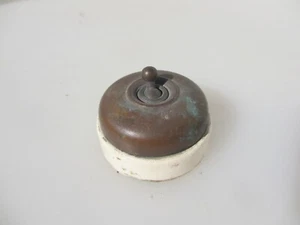 Antique Brass & Ceramic Light Switch Old Dolly Toggle Vintage Art Deco - Picture 1 of 9