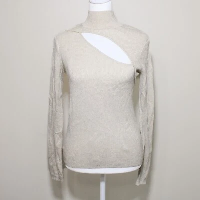 Sofia Jeans by Sofia Vergara Asymmetric Cutout Turtleneck Sweater Sparkle Size S - Image 1 of 4