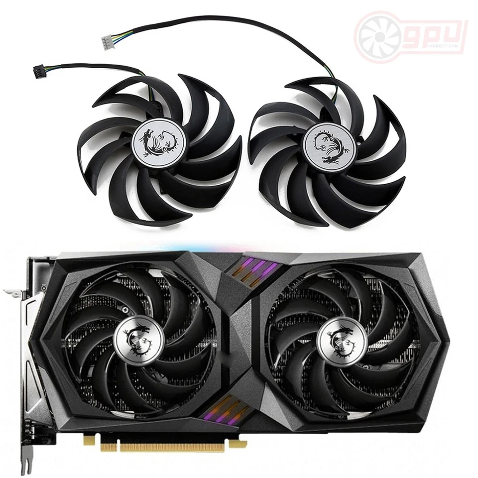 MSI RTX 3060 Ti RX 6600 6700 GAMING X Replacement Graphics Card GPU Fan Set - Image 1 of 4