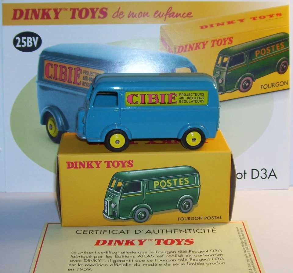 Dinky Toys Atlas Furgone Peugeot D3A Cibie Blu Ref 25BV 1/43 In Scatola No Poste - Immagine 1 di 1
