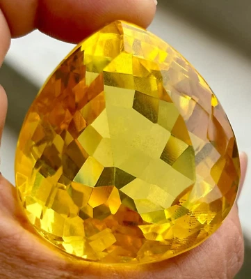 Large Amazing Yellow Citrine 73.5 Ct. Pear Facet Cut Loose Gem for Women Special - Image 1 of 4