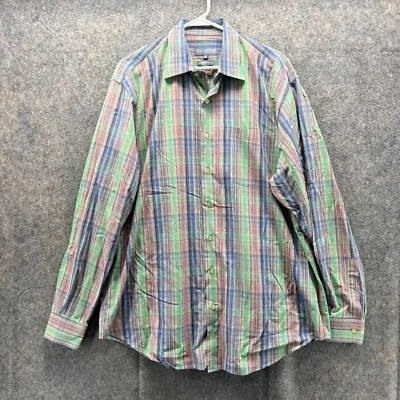 Camisa Hickey Freeman Hombre XL Rayas Informal Abotonada Preppy Tejida en Italia Foto 1 de 4