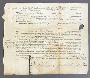 [Rhode Island]   Printed Militia Warrant Against Joseph Wilcox   Oct. 23rd, 1822 - Picture 1 of 5
