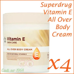 Superdrug VITAMIN E Skin Care Body Cream 4 x 475ml All Over Body Cream Dry Skin - Picture 1 of 12