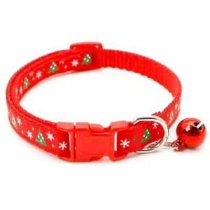 Haustierhalsband Katze Hund Weihnachten verstellbar mit Glockenbäumen & weißem Schnee 7,48-12,60 Zoll - Bild 1 von 5