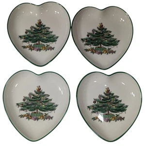 Menge 4 Spode Weihnachtsbaum Herzform 4" Schmuck Süßigkeiten Schale S3324 England - Bild 1 von 4