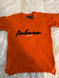 Auburn Tigers Chenille Script T-Shirt Orange Actyve NCAA Small S/P Vintage Style - Picture 1 of 5