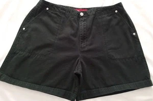 WOMEN'S GLORIA VANDERBILT BLACK 100% COTTON CHINO CASUAL SUMMER SHORTS SIZE 16 - Picture 1 of 10