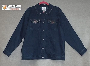 Quacker Factory Jacket ~ Womens Large ~ Interchangable Rhinestone Pocket Flaps - Picture 1 of 16