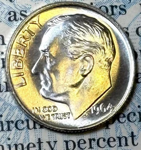 1964-P Roosevelt Dime Stempelglanz 90% Silber Sammlerstück Juwel #TRF243 - Bild 1 von 2