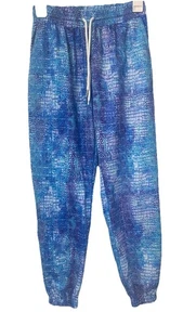 Blue Alligator Print Jogger Pants Drawstring Lounge Pants Women’s M - Picture 1 of 9