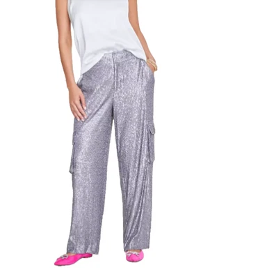 Pantalones cargo On 34th Macy’s para mujer tiro alto lentejuelas talla 6 nuevos con etiquetas pierna ancha relajada Foto 1 de 4
