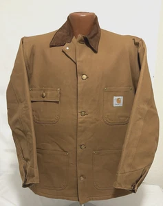 VINTAGE CARHARTT BROWN MENS' DUCK BLANKET LINED COAT/CHORE JACKET   XL   NEW - Picture 1 of 17