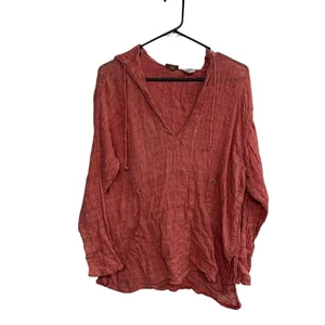 Chico’s Linen Gauze Hoodie Pullover Rust Red Boho Coastal Cottagecore 3XL - Picture 1 of 6