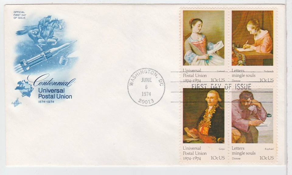 TurtlesTradingPost- Universal Postal Union 1974 #1530, 33, 34, 37 FDC Artcraft - Image 1 of 1