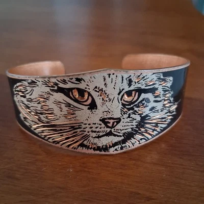 Pulsera Cobre Gato Negro Blanco Caprichosa Retro Divertida Joyería Animal  Foto 1 de 4