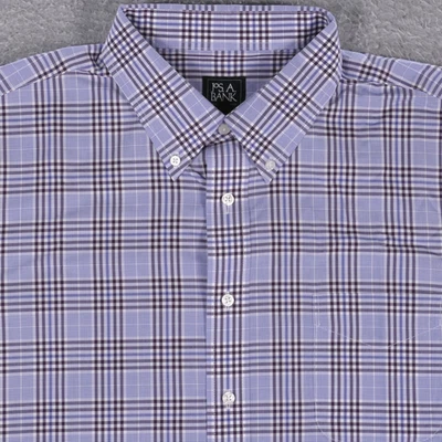 Camisa de viajero Jos A Bank para hombre 2XL a medida azul a cuadros manga larga con botones Foto 1 de 4