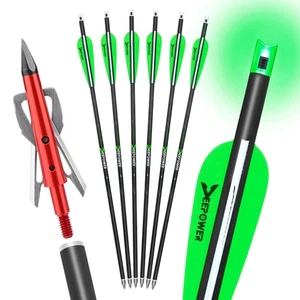 6 Pack Crossbow Bolts 20 inch with Broadheads 100 Grain and 7.62mm Lighted No... - Picture 1 of 4