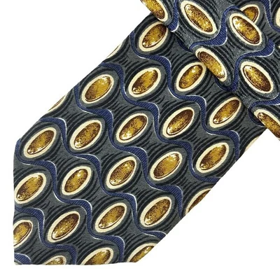 Gravata masculina de luxo ERMENEGILDO ZEGNA - 100% seda - azul, marrom, bege - Imagem 1 de 4