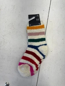 Gap Kids White Multicolor Striped Fuzzy Socks Size S/M 10-12 - Picture 1 of 4
