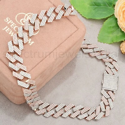 Collar gargantilla cadena diamante H/SI de dos tonos oro macizo blanco/rosa 14k regalo Foto 1 de 4