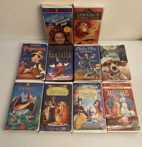 Lot Of 10 Kids VHS Movies Disney Lion Kong Lady Tramp Sleeping Beauty - Picture 1 of 1