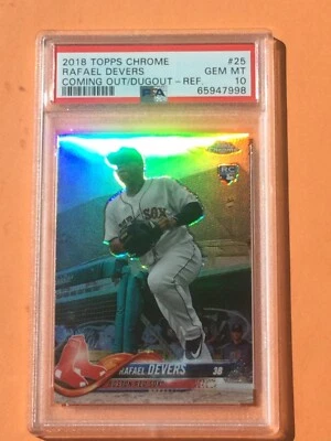2018 Topps Chrome #25 SP Photo Variation Refractor Rafael Devers Rookie PSA 10! - Image 1 of 4