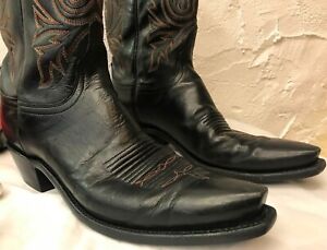 Lucchese 1883 N8663 - Snip Toe Dark Leather Cowboy Boots Size: 9 1/2