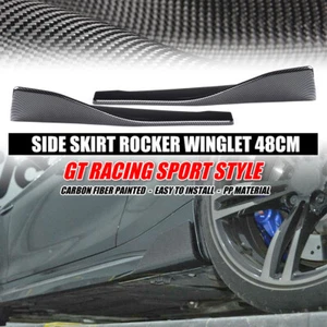 2x Carbon Fiber Rear Bumper Lip Side Skirts Splitter For BMW E90 E92 E93 E60 E61 - Picture 1 of 10