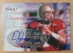 2001  Tim Hasselbeck SAGE Autographs Silver #A20 333 /400 Auto