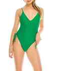 NWT Kendall + Kylie Green Side Rouche One Piece Swimsuit XS 
