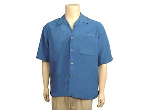 Corvette Men's Camp Shirt Cubavera Dark Blue with Embroidered Corvette Script - Imagen 1 de 2